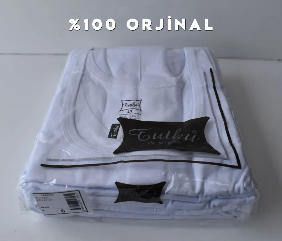 Tutku Beyaz Klasik Erkek Penye Atlet 6'lı (101 BEYAZ)