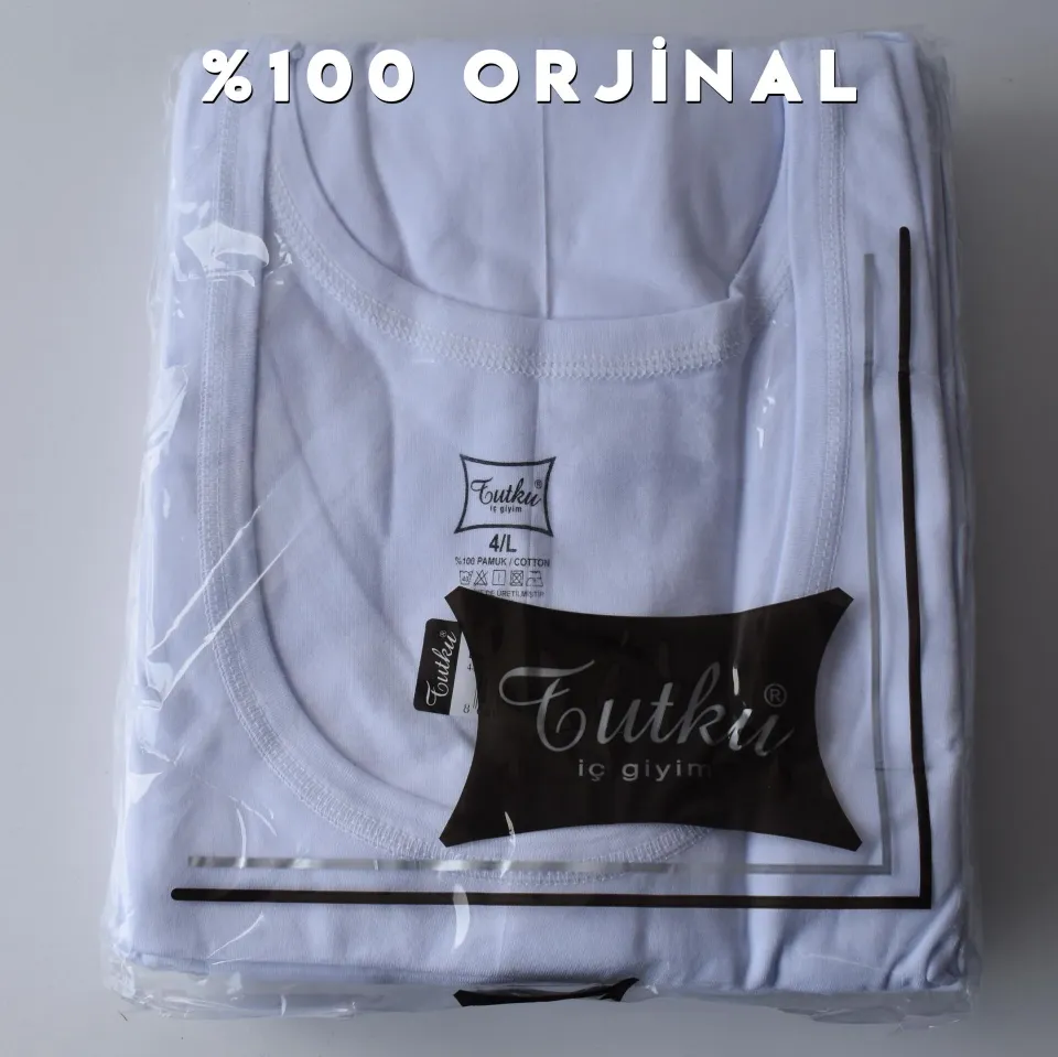 Tutku Beyaz Klasik Erkek Penye Atlet 6'lı (101 BEYAZ)