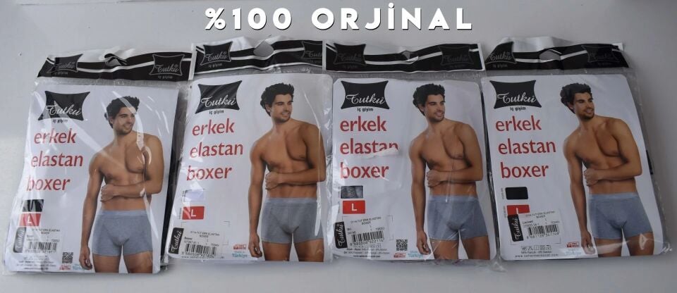 Tutku Erkek Likralı Boxer (114 TEKLİ) Siyah - XL
