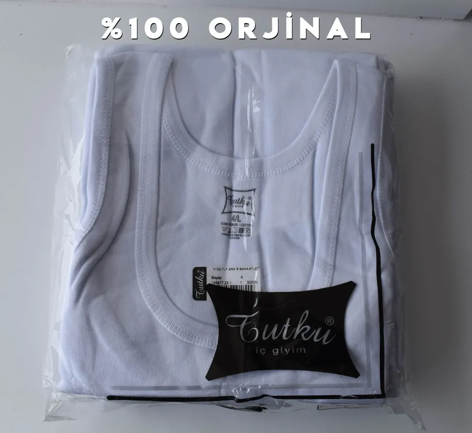 Tutku Beyaz Erkek Ribana Atlet 6'lı (102 BEYAZ)