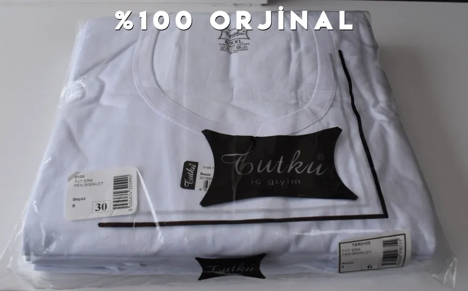 Tutku Beyaz Bisiklet Yaka Erkek Penye Atlet 6'lı (103)