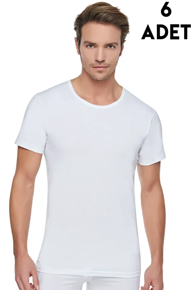 Tutku Beyaz Bisiklet Yaka Erkek Penye Atlet 6'lı (103)