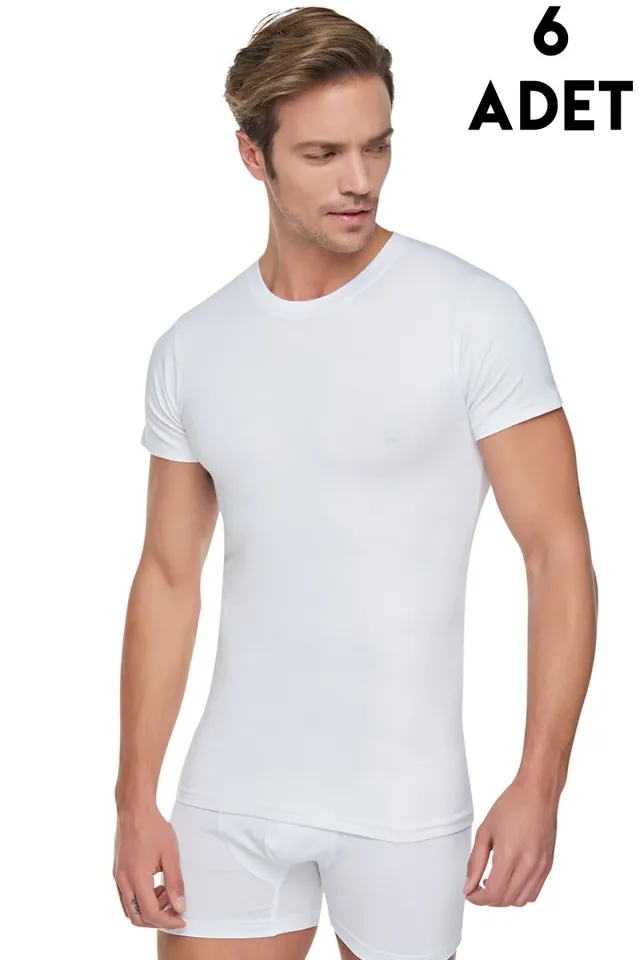 Tutku Beyaz Sıfır Yaka Erkek Penye Atlet 6'lı (105)