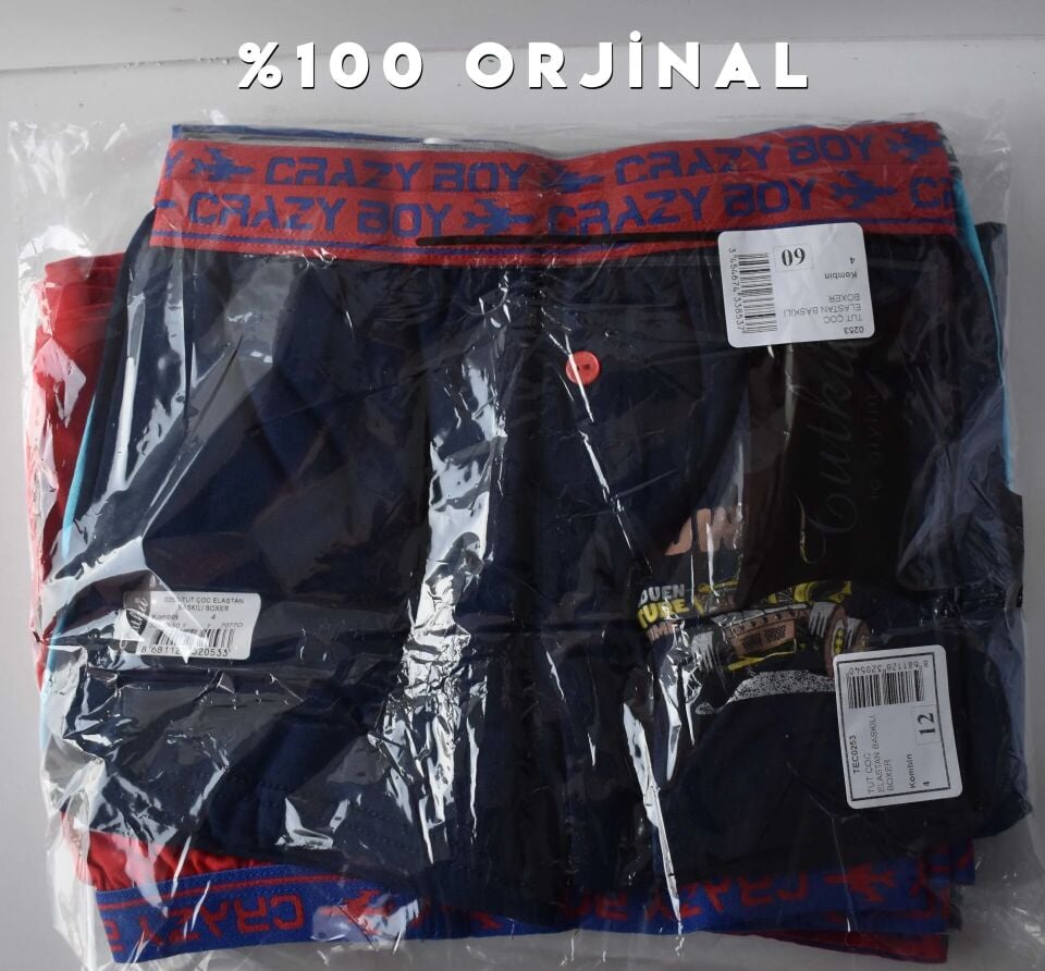 Tutku 0253 Elestan Baskılı Erkek Çocuk Boxer 12'li