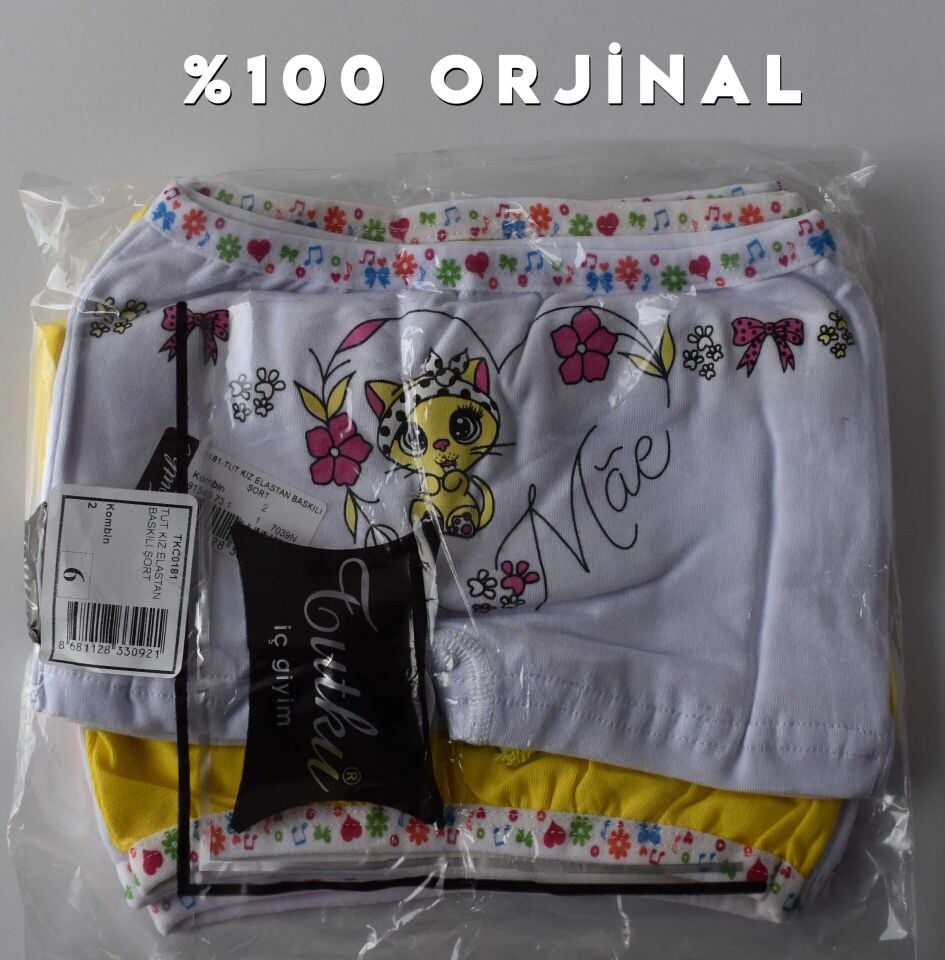 Tutku Elestan Baskılı Kız Çocuk Boxer Şort 6'lı (181)