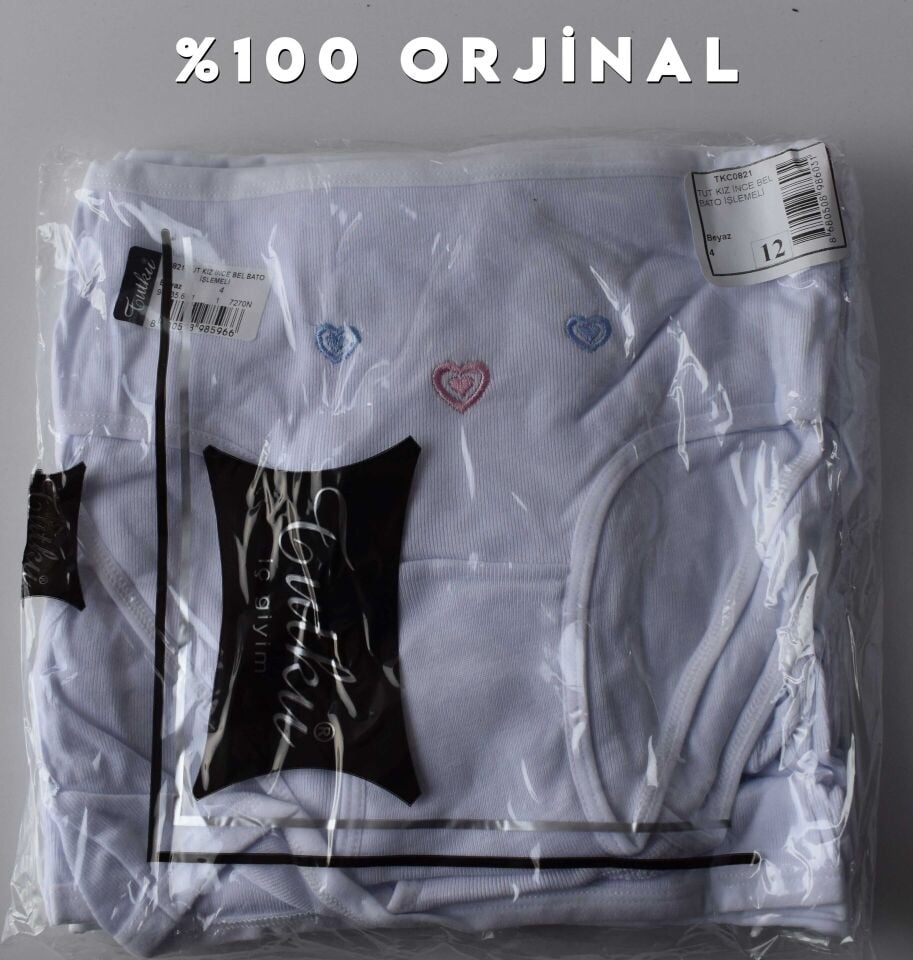 Tutku 821 Kız Çocuk İnce Bel İşlemeli Slip Külot 12'li (821)