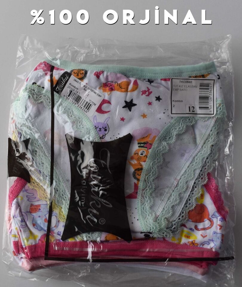 Tutku Elestan Empirme Kız Çocuk Slip Külot 12'li