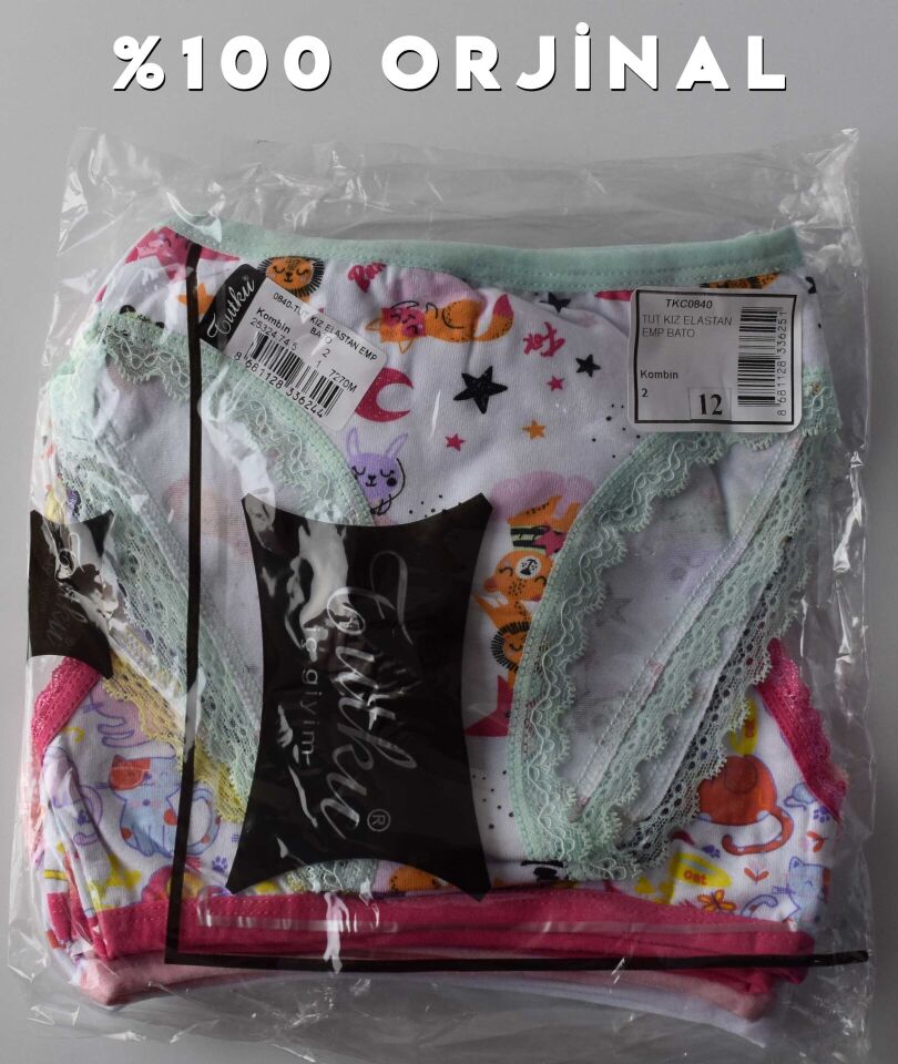 Tutku Elestan Empirme Kız Çocuk Slip Külot 12'li (840)