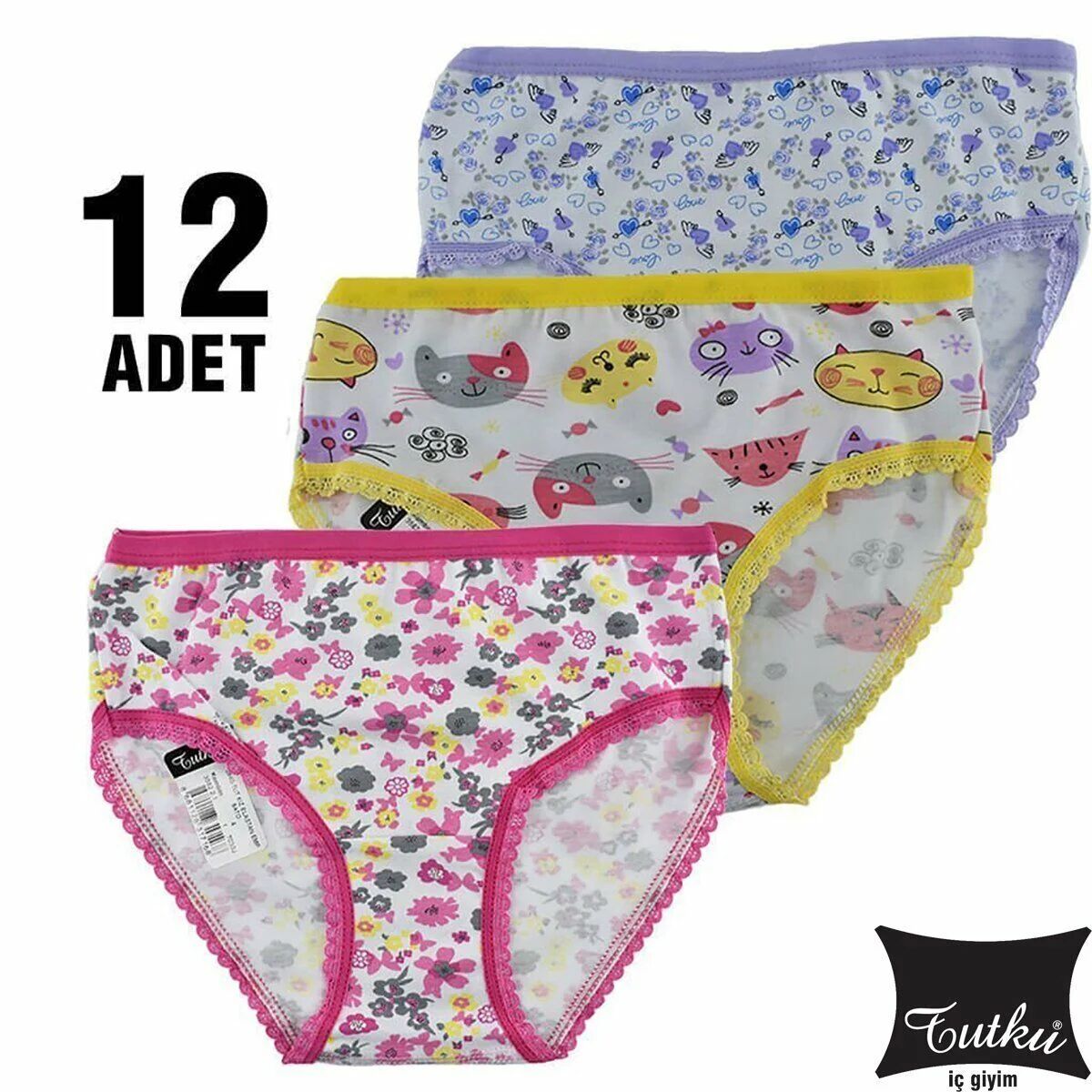 Tutku Elestan Empirme Kız Çocuk Slip Külot 12'li