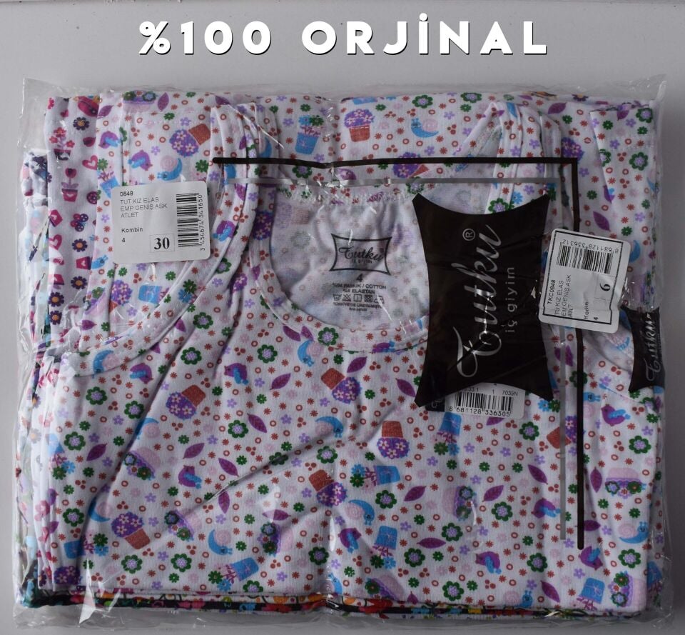 Tutku Elestan Empirme Kız Geniş Askılı Atlet 6'lı