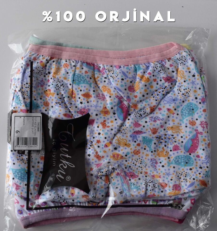 Tutku Elestan Empirme Kız Çocuk Boxer Şort 6'lı (849)