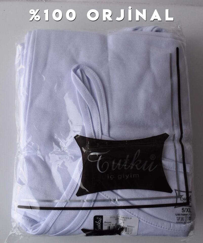 Tutku Beyaz Ribana Bayan Kalın Askılı Atlet 6'lı (136)