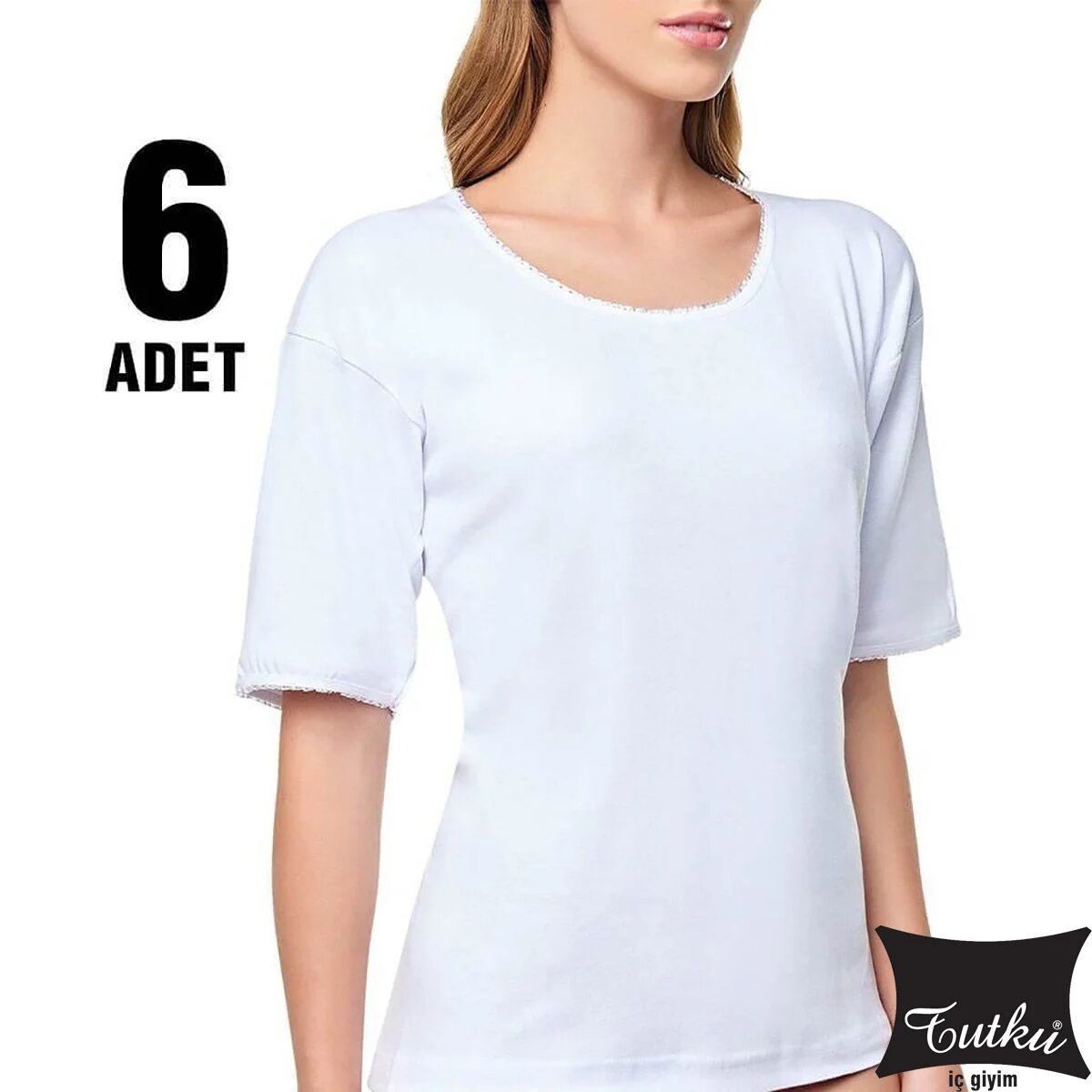 Tutku Beyaz Kaşkorse Bayan Bisiklet Yaka Atlet 6'lı