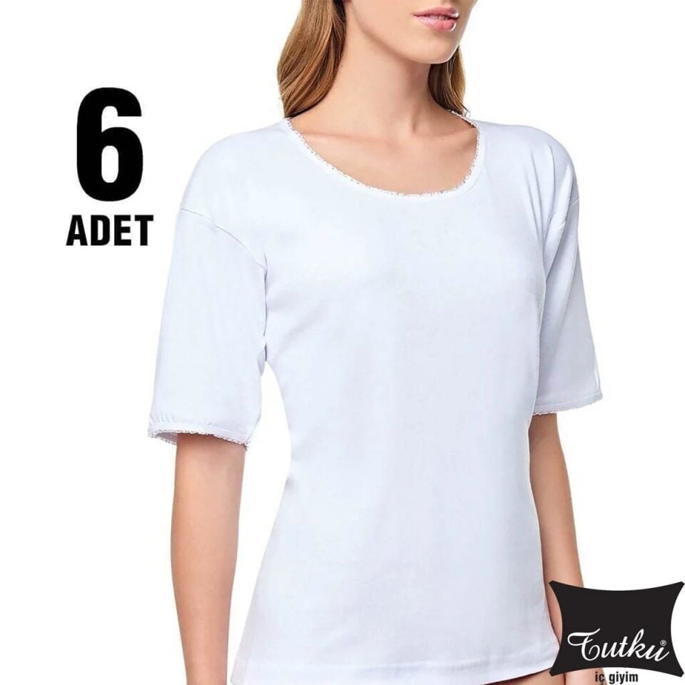 Tutku Beyaz Kaşkorse Bayan Bisiklet Yaka Atlet 6'lı (141)