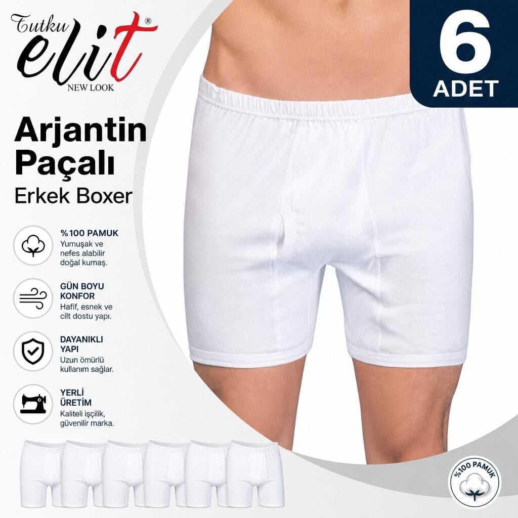 Tutku Elit Arjantin Paçalı Erkek Boxer 6'lı (1051)