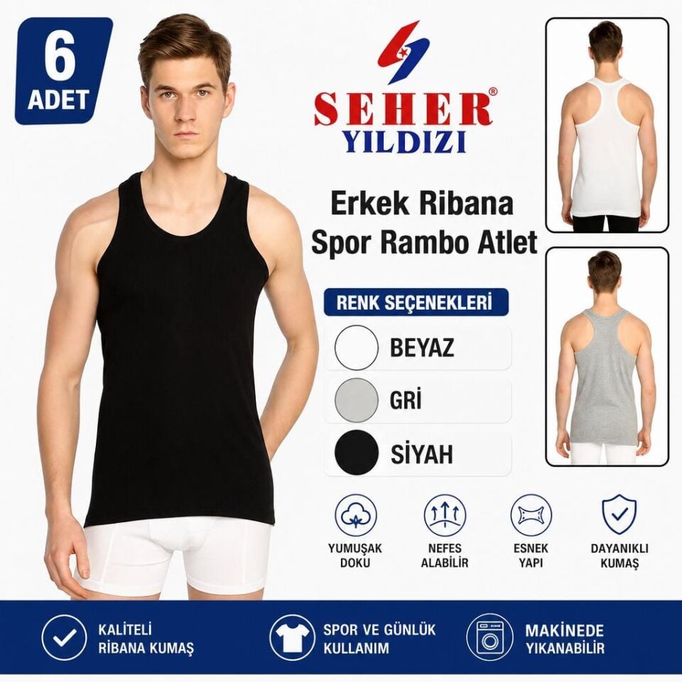 Seher Erkek Ribana Spor Rambo Atlet 6'lı (SER58)