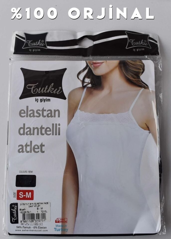 Tutku Bayan Elestan İp Askılı İnce Dantelli Atlet