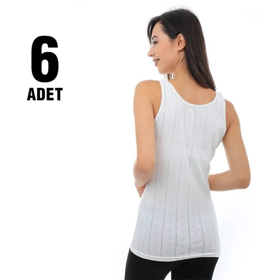 Tutku Elestan Kalın Askılı Jakarlı Bayan Atlet 6'lı (201)