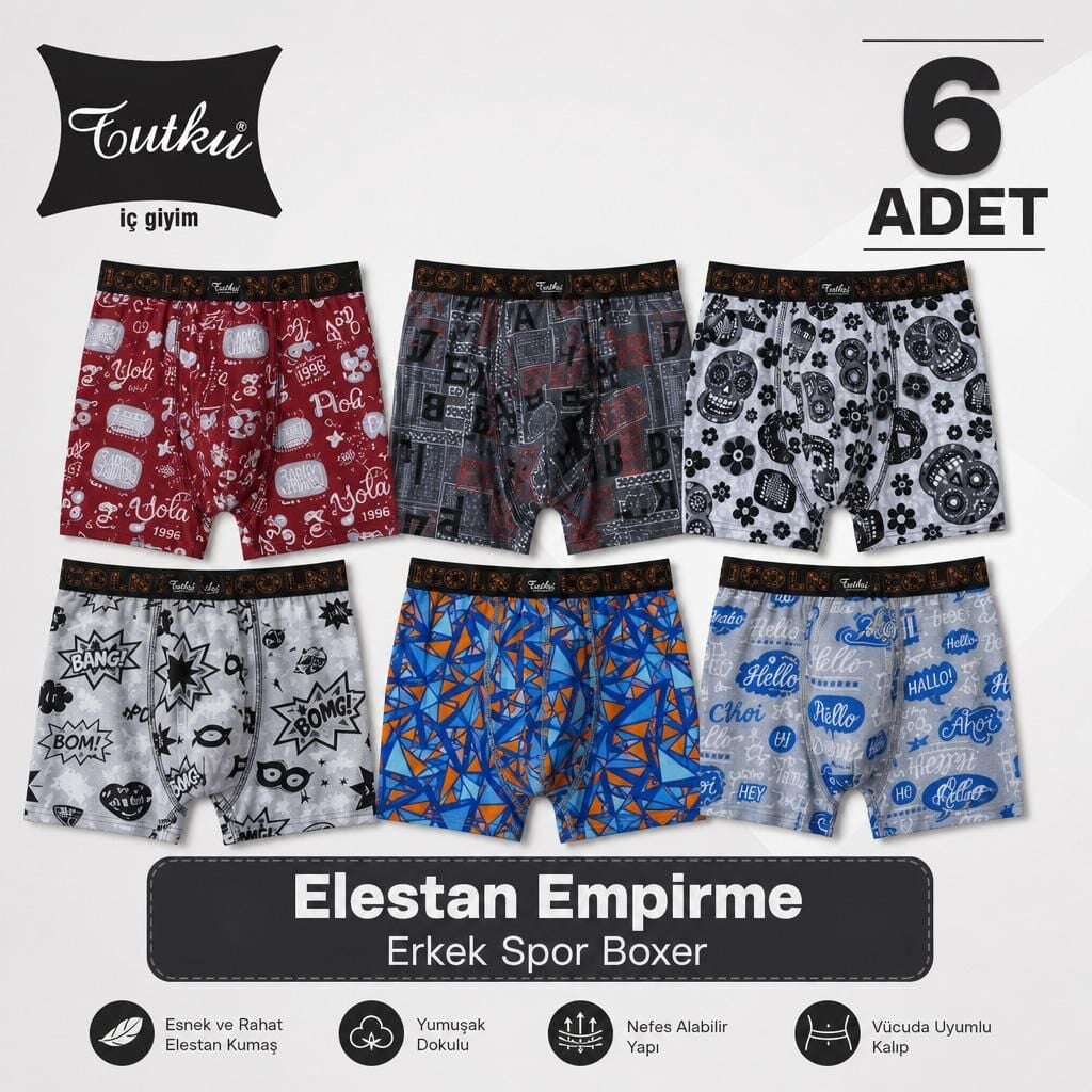Tutku Elestan Empirme Erkek Spor Boxer 6'lı (119)