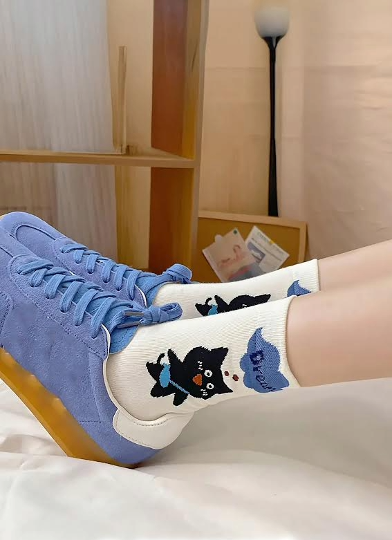 Kedi Figürlü Kadın Soket Çorap 4'lü Paket