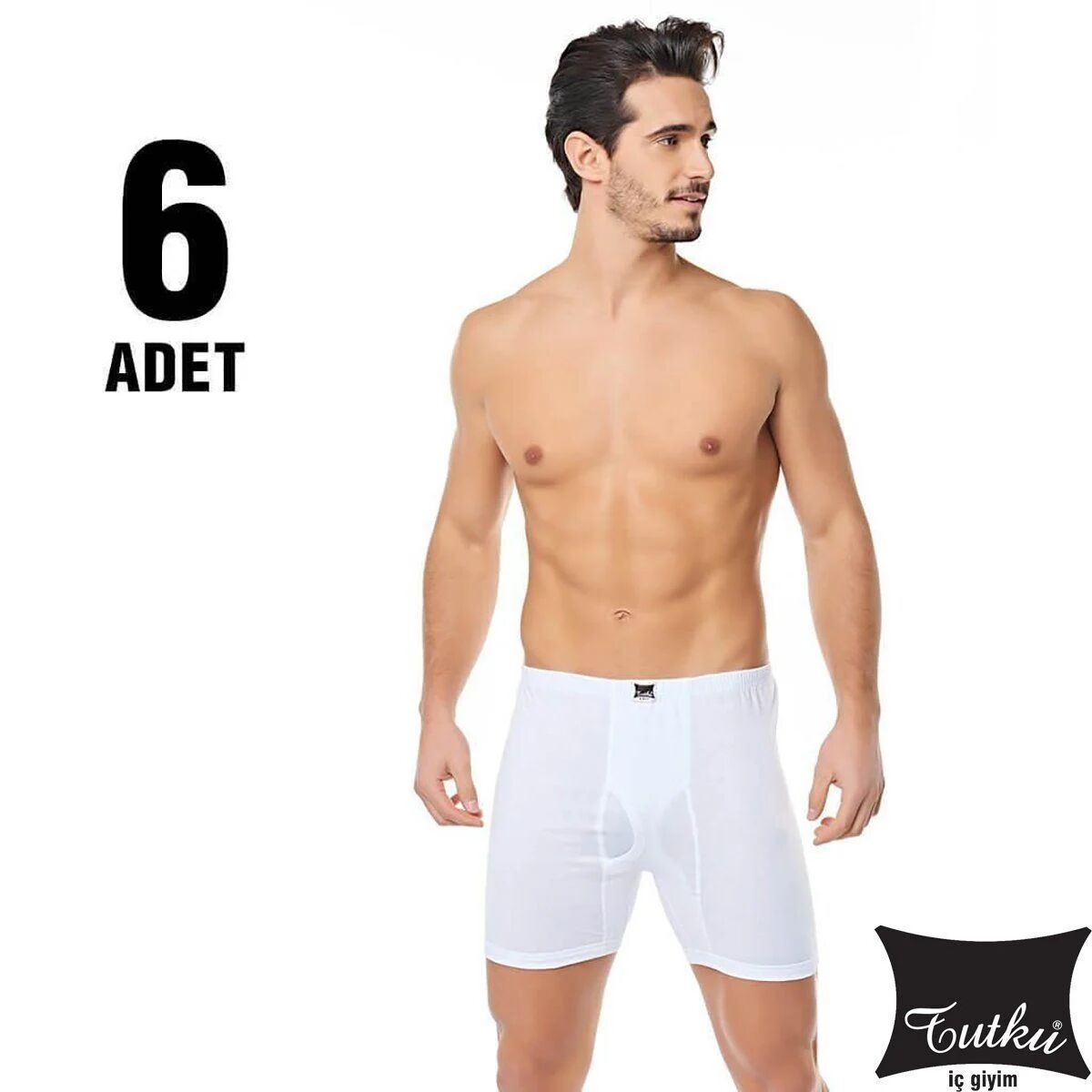 Tutku Beyaz Erkek Penye Paçalı Arjantin 6'lı (111 BEYAZ)