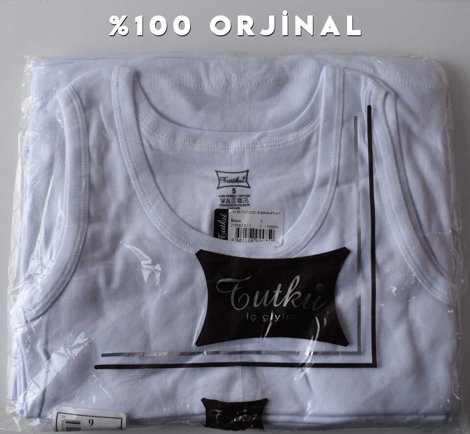 Tutku Beyaz Erkek Çocuk Ribana Atlet 6'lı (125)