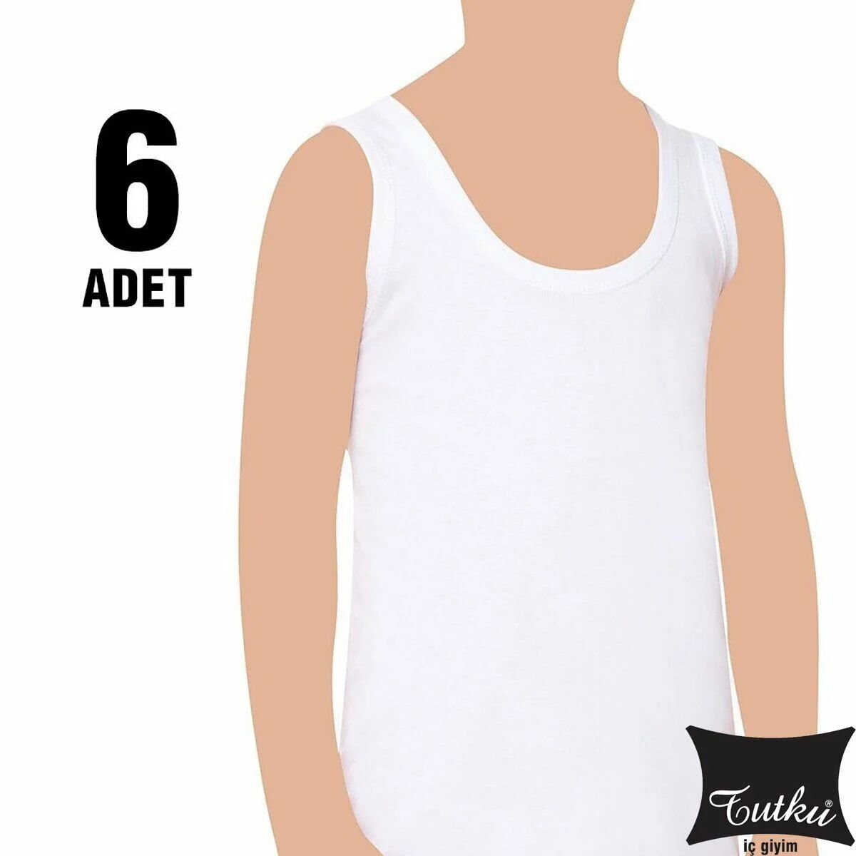 Tutku Beyaz Erkek Çocuk Ribana Atlet 6'lı (125)
