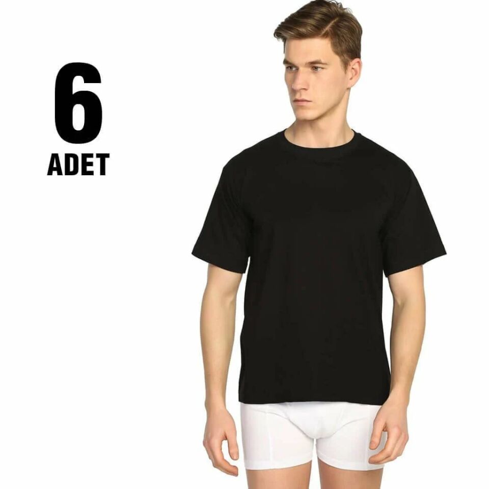 Seher Renkli Sıfır Yaka Erkek Atlet 6'lı (SER03)