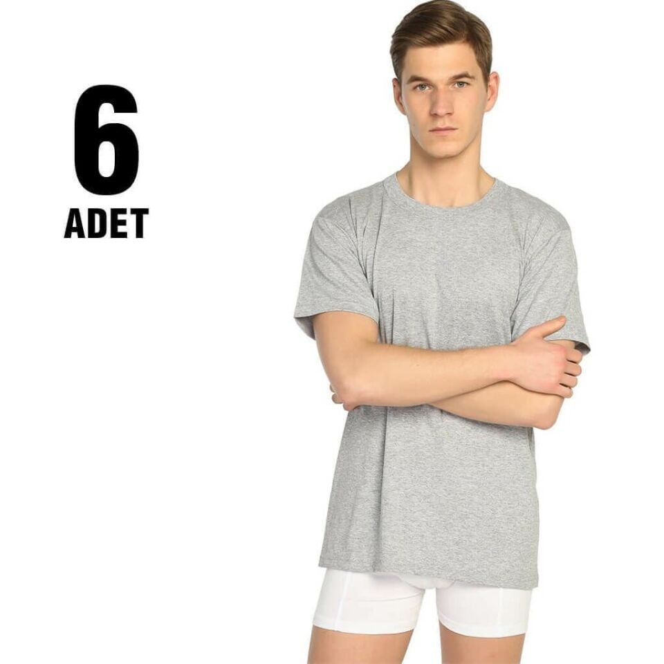 Seher Renkli Sıfır Yaka Erkek Atlet 6'lı (SER03)