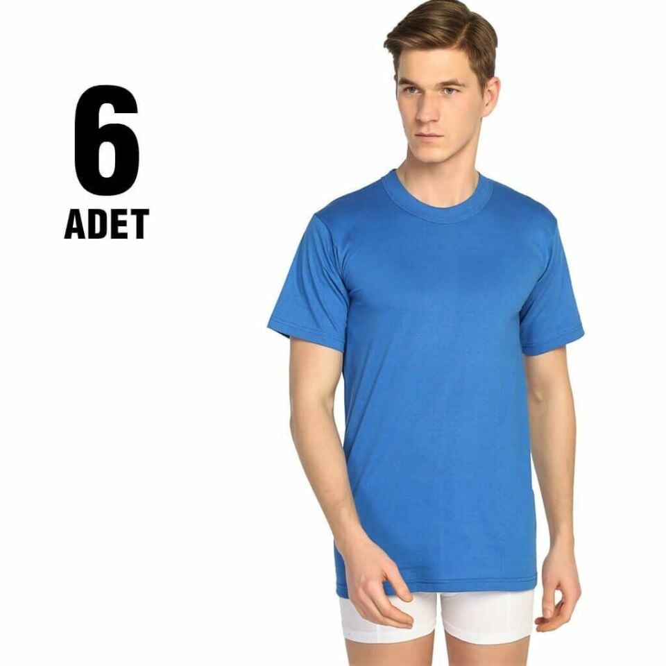 Seher Renkli Sıfır Yaka Erkek Atlet 6'lı (SER03)