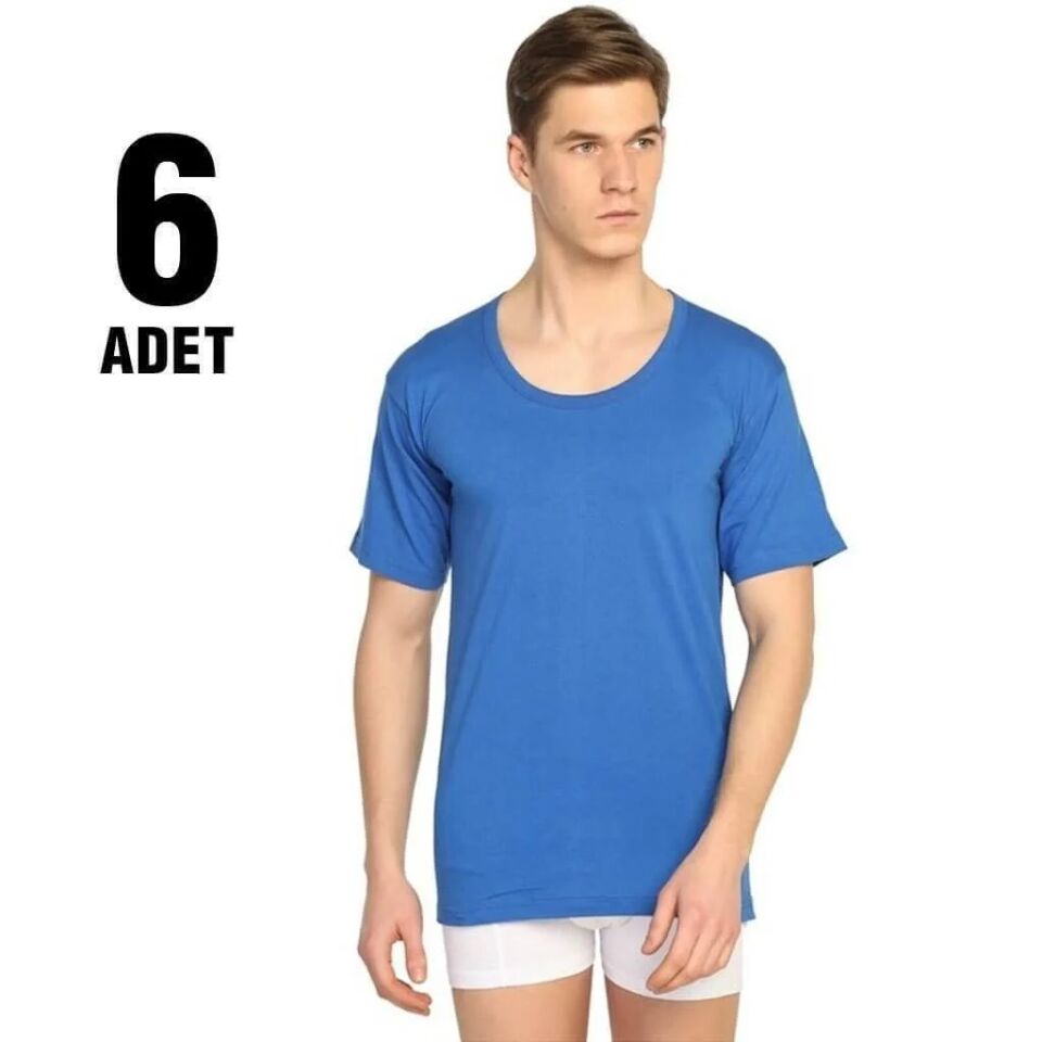 Seher Renkli Penye Bisiklet Yaka Erkek Atlet 6'lı (SER02 RENKLİ)