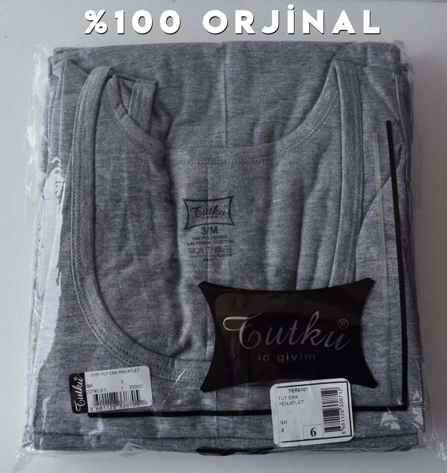 Tutku Renkli Klasik Erkek Penye Atlet 6'lı     (TER0101)