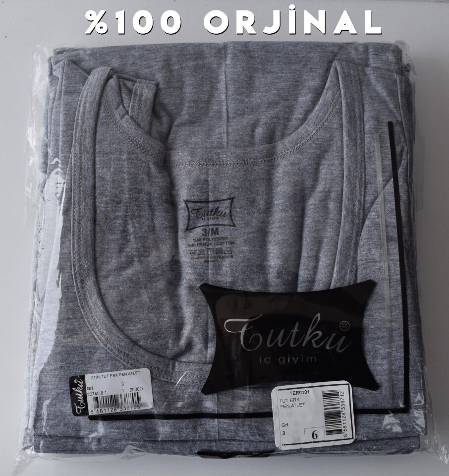 Tutku Renkli Klasik Erkek Penye Atlet 6'lı     (TER0101)