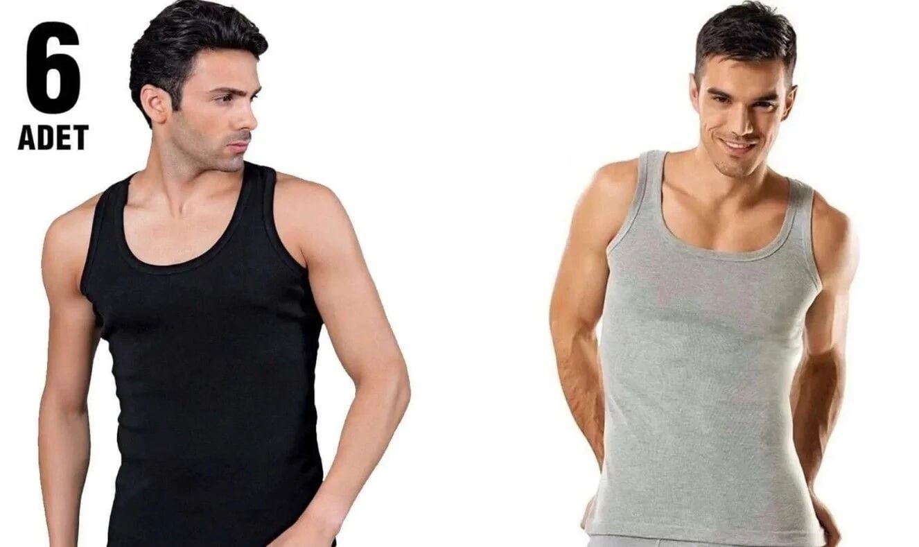 Tutku Renkli Klasik Erkek Penye Atlet 6'lı     (TER0101)