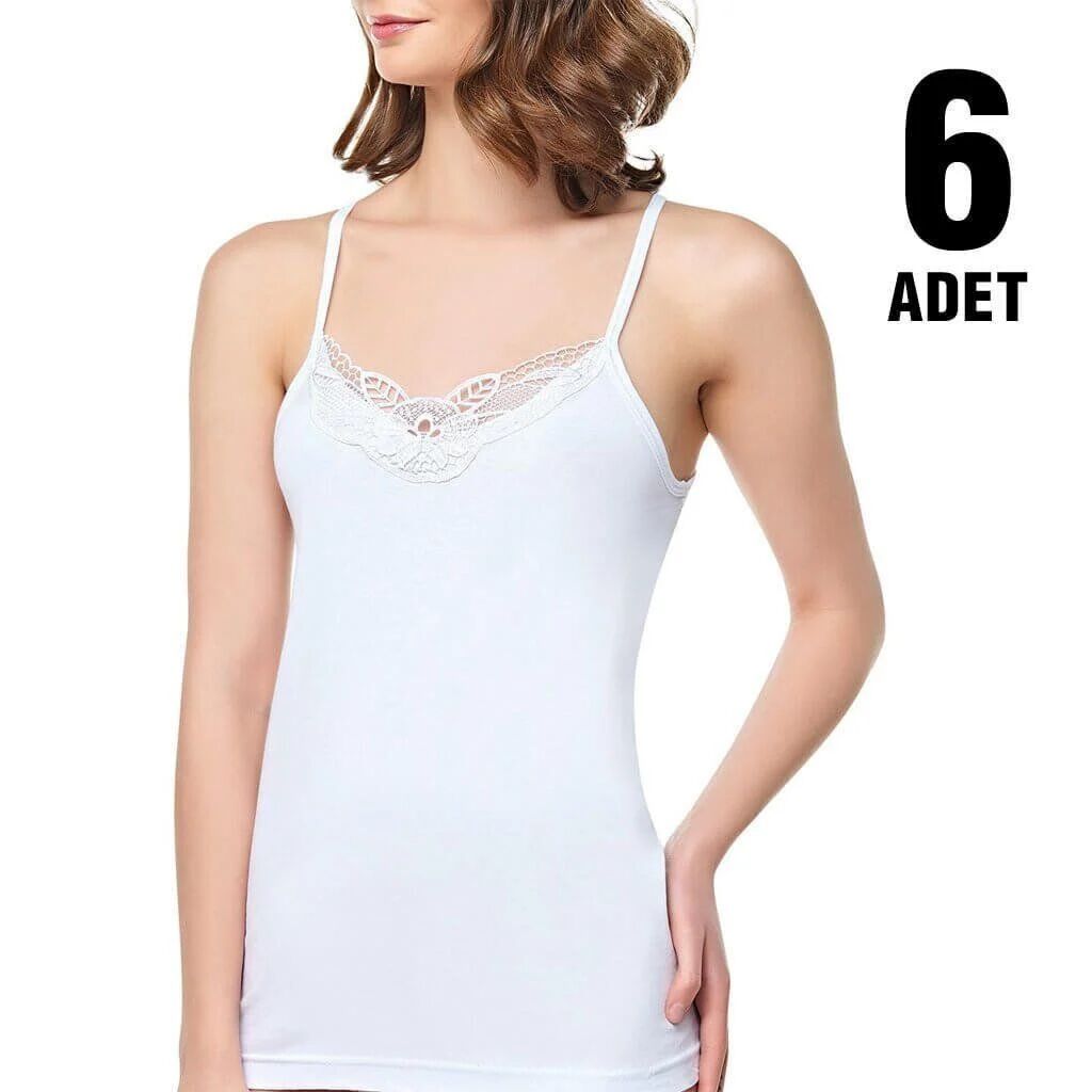 Seher İp Askılı Hazır Yaka Bayan Atlet 6'lı (SKD13 6'LI)