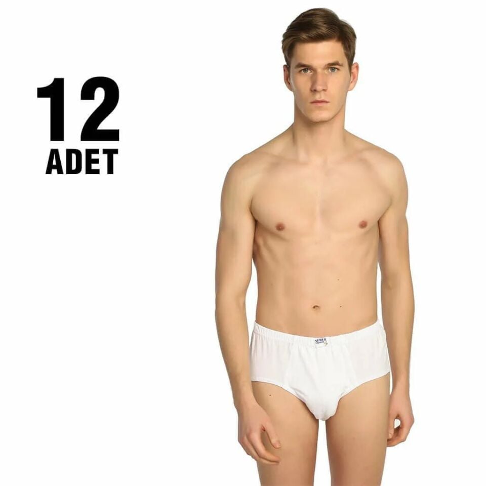 Seher Beyaz Penye Kom Erkek Slip Külot 12'li (SER05)