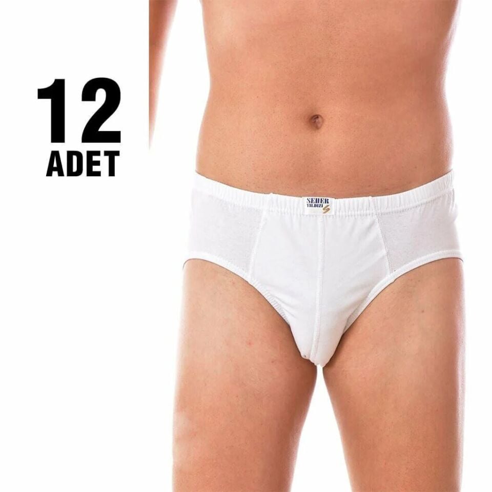 Seher Beyaz Penye Kom Erkek Slip Külot 12'li (SER05)