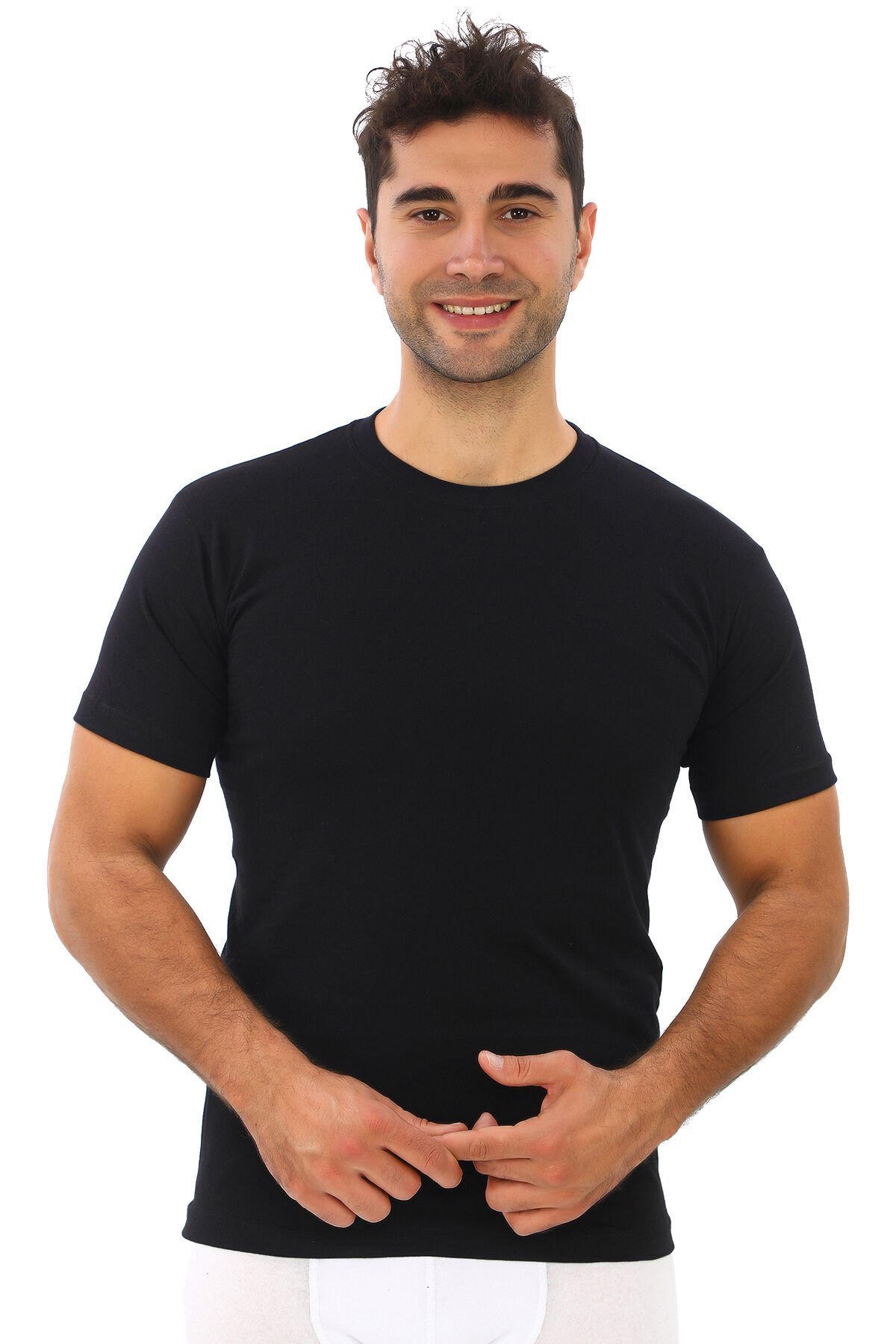 Tutku Siyah Sıfır Yaka Erkek Penye Atlet 6'lı