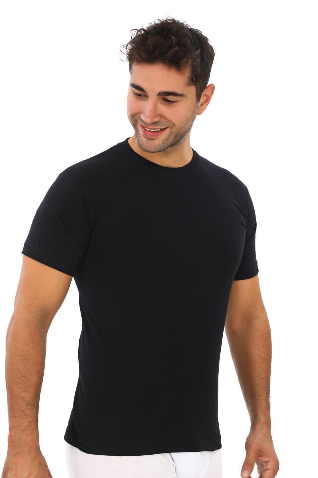 Tutku Siyah Sıfır Yaka Erkek Penye Atlet 6'lı