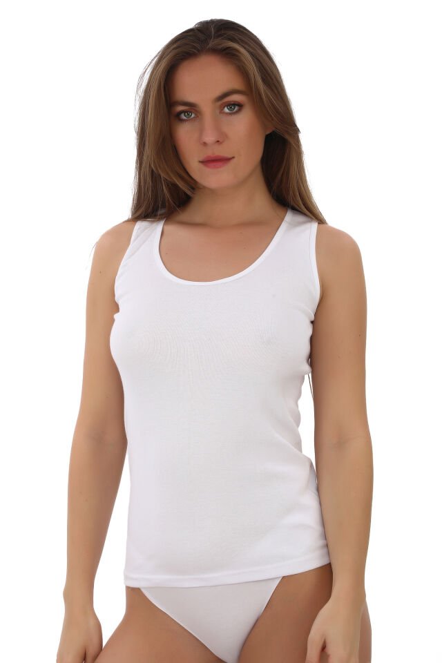 Tutku Ribana Bayan Kalın Askılı Atlet 6'lı (136) Beyaz - XS