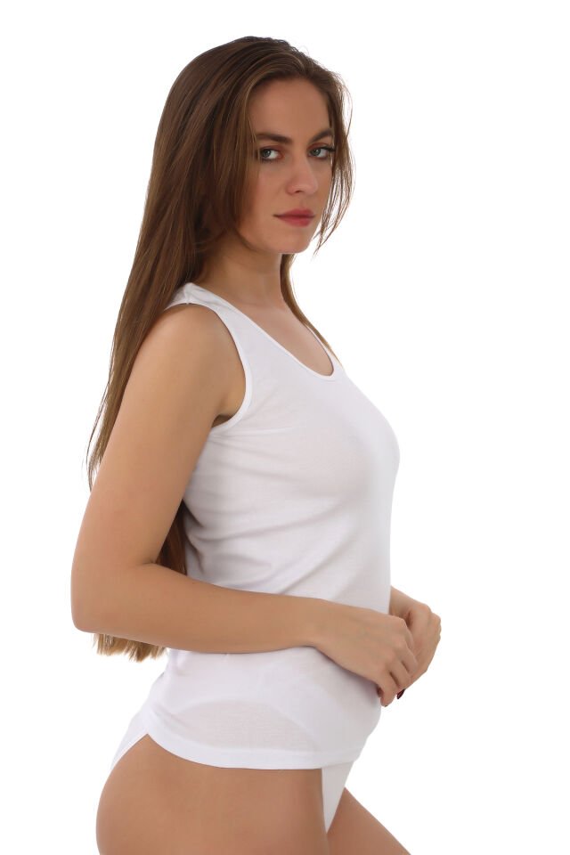 Tutku Ribana Bayan Kalın Askılı Atlet 6'lı (136) Beyaz - XS