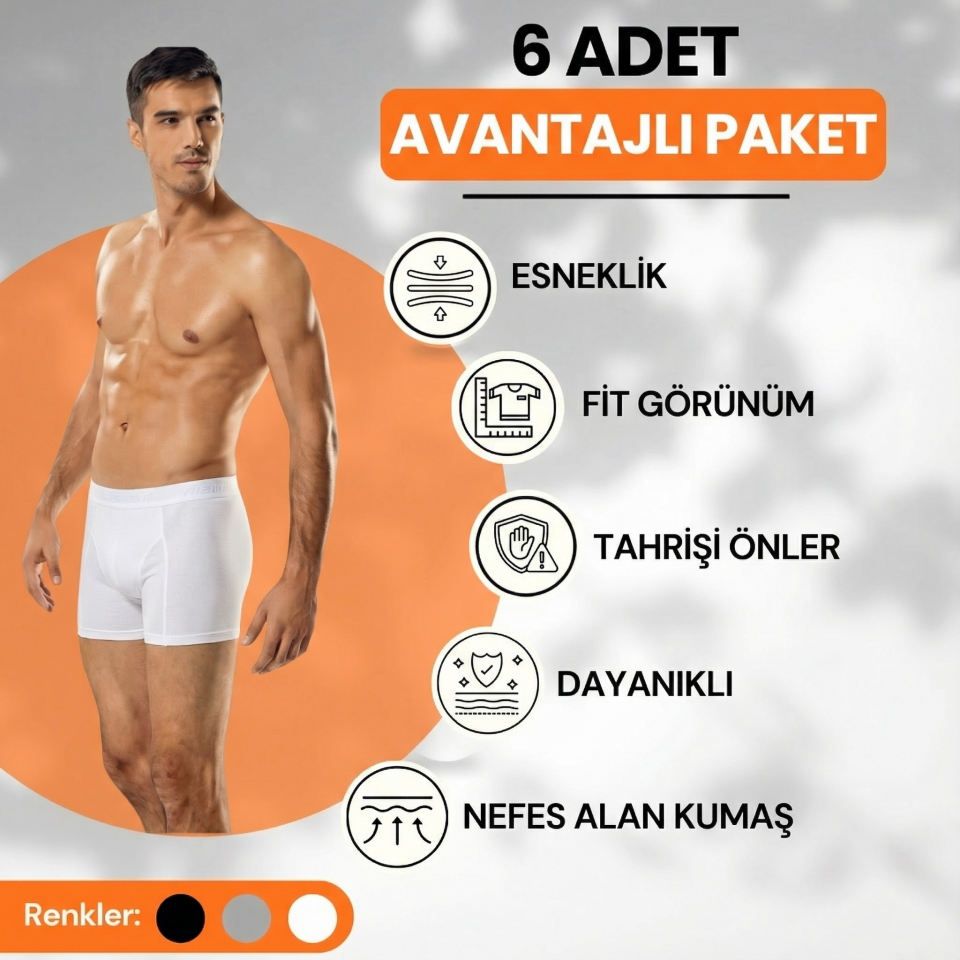 Tutku Likralı Erkek Boxer 6'lı Avantaj Paketi (114)