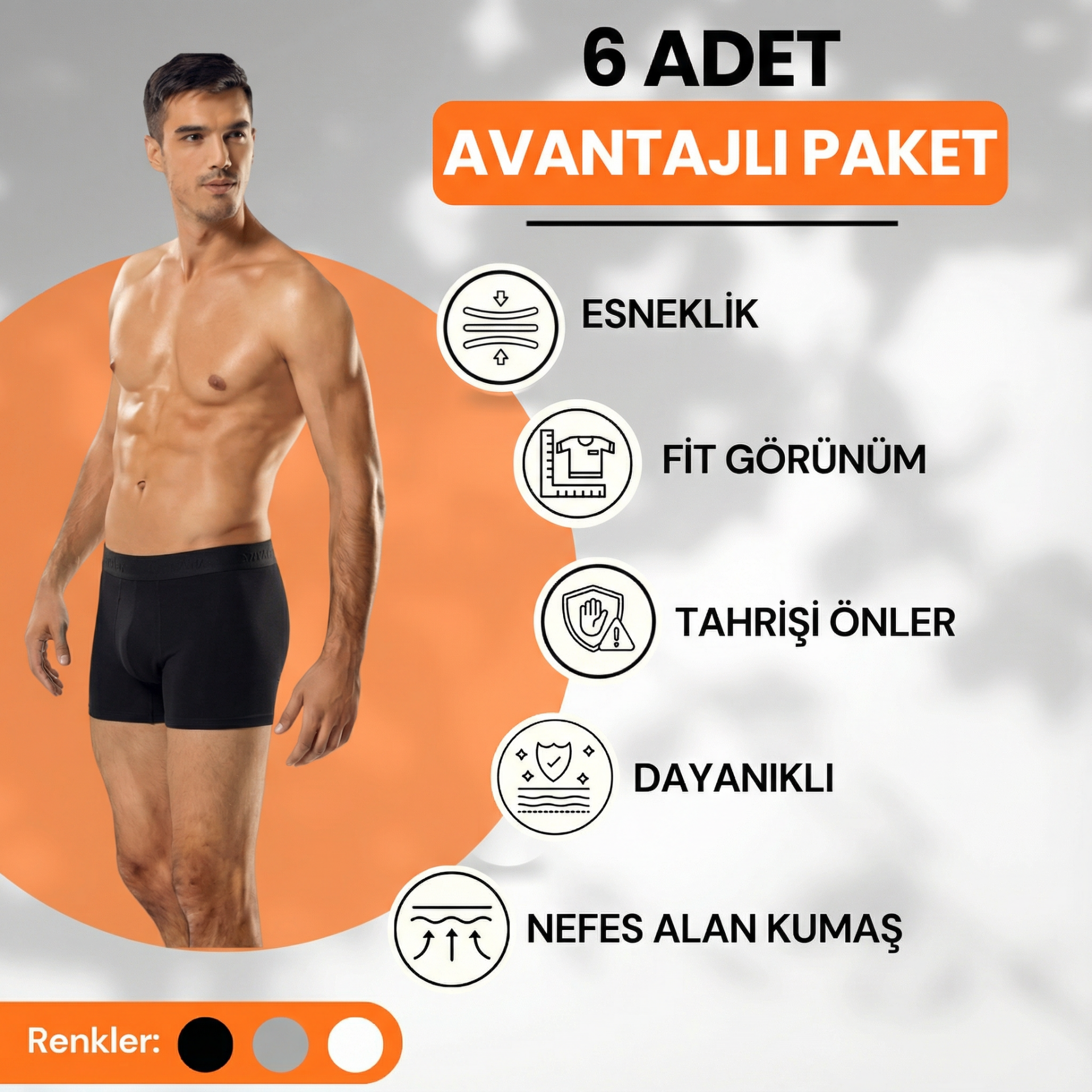 Tutku Likralı Erkek Boxer 6'lı Avantaj Paketi (114)