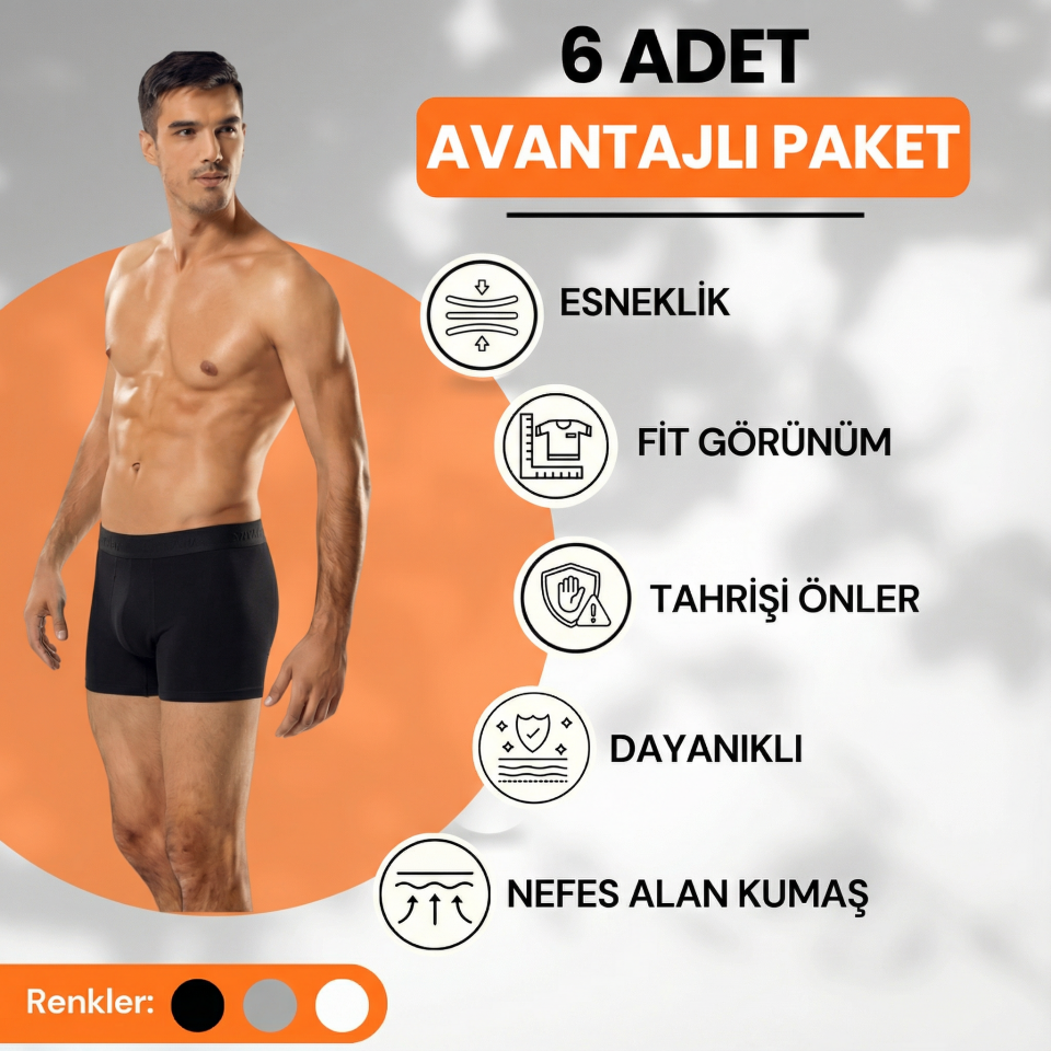 Tutku Likralı Erkek Boxer 6'lı Avantaj Paketi (114)