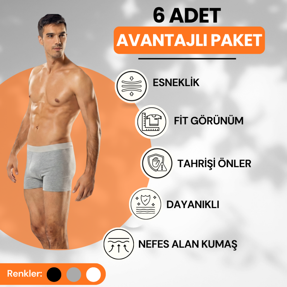 Tutku Likralı Erkek Boxer 6'lı Avantaj Paketi (114)